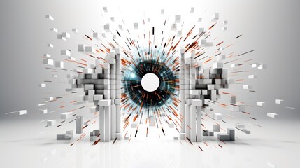 Abstract Firewall Shield Protecting Computer Network Security with Brick and Water Elements