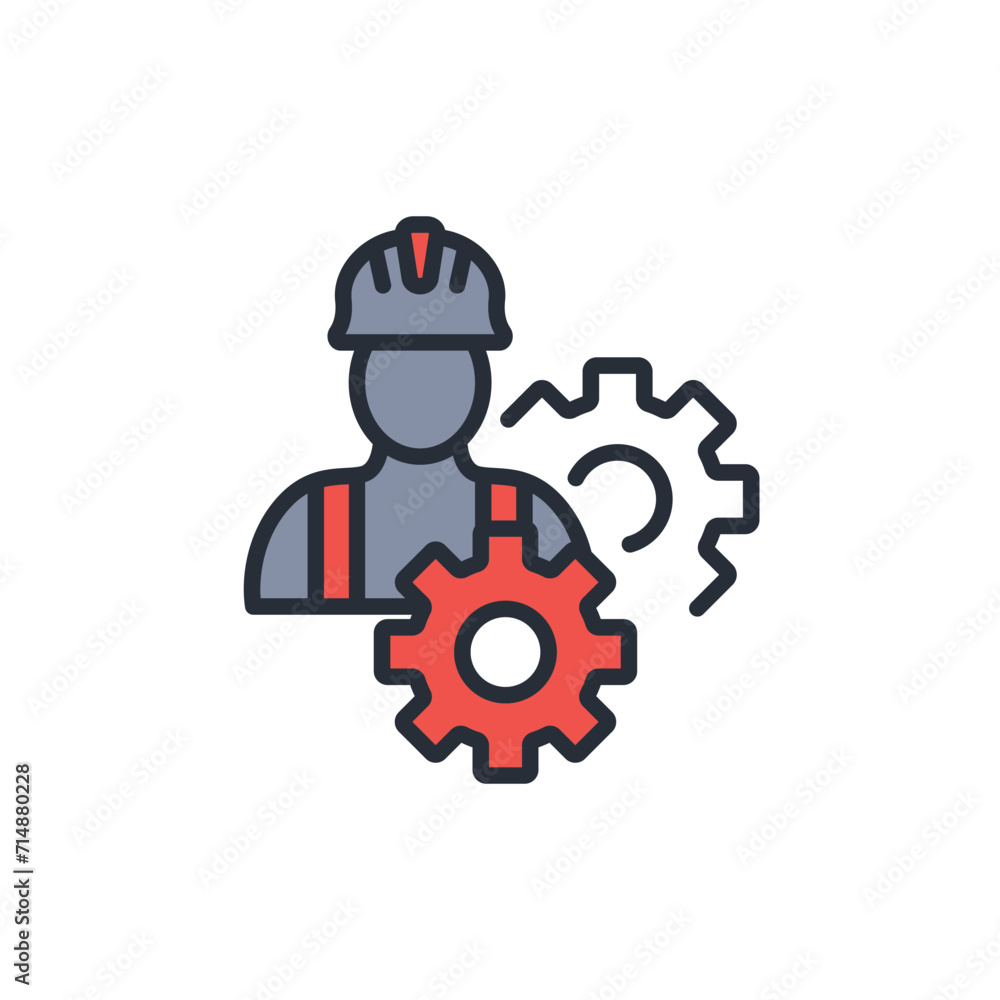Poster engineer architecticon. vector.editable stroke.linear style sign for use web design,logo.symbol illu