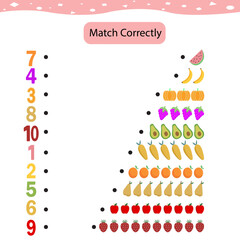 Match by count of many fruit, game for children.