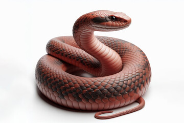 Fototapeta premium Copperhead snake isolated on solid white background. ai generative