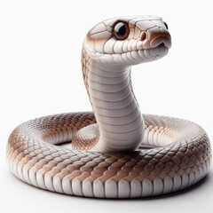 Fototapeta premium Eastern Brown Snake isolated on solid white background. ai generative