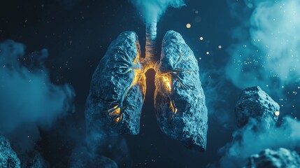 A 3D illustration of a lungs with fire inside Generative AI
