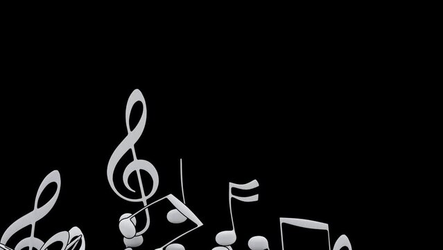 Musical Note White And Black Outline Animation Curtain Transition Transparent Background Alpha Channel