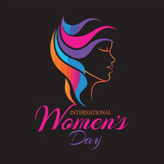 International Women's Day  logo Vector illustration design,abstract woman's face poster.