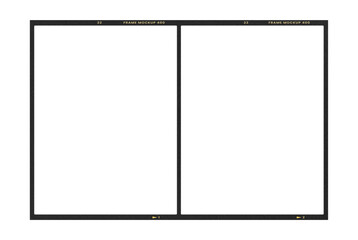 Camera transparent film strip mockup, isolated on white background template frame, real high-res...