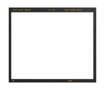 Camera transparent film strip mockup, isolated on white background template frame, real high-res 35mm photo scan analogue sheet negative