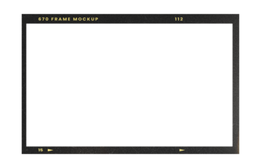 Camera transparent film strip mockup, isolated on white background template frame, real high-res 35mm photo scan analogue sheet negative