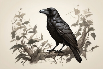 Fototapeta premium Crow's posture and behavior