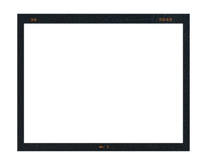 Camera transparent film strip mockup, isolated on white background template frame, real high-res 35mm photo scan analogue sheet negative