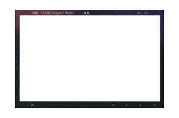 Camera transparent film strip mockup, isolated on white background template frame, real high-res 35mm photo scan analogue sheet negative