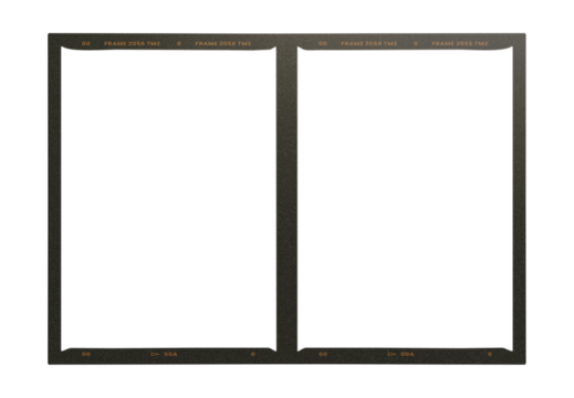 Camera transparent film strip mockup, isolated on white background template frame, real high-res 35mm photo scan analogue sheet negative