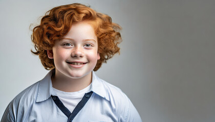 Portrait of a curly red-haired boy