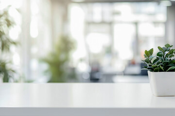 White table top with a blurred background for product demonstration