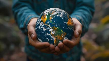 a globe sphere floating gracefully between two hands