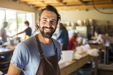 Fototapeta premium Portrait of a male volunteer at the community center