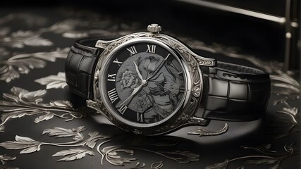 time is money concept,old pocket watch on black background,Unveiling an Engraving Duotone Effect, which Adorns the Vintage Charm, Artistic Mastery Transforms Images into Timeless Monochromatic Narrati