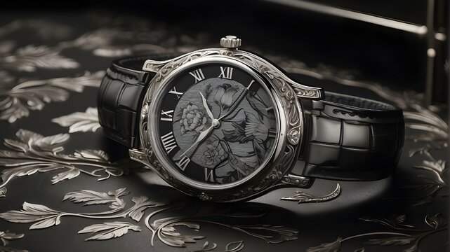 time is money concept,old pocket watch on black background,Unveiling an Engraving Duotone Effect, which Adorns the Vintage Charm, Artistic Mastery Transforms Images into Timeless Monochromatic Narrati