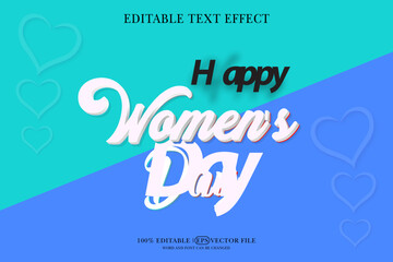 happy women's day card, vector 3D editable text effect template

