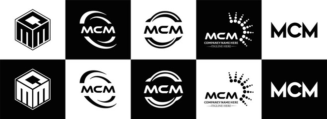 MCM logo. M C M design. White MCM letter. MCM, M C M letter logo design. Initial letter MCM linked circle uppercase monogram logo. M C M letter logo vector design. MCM letter logo design five style.