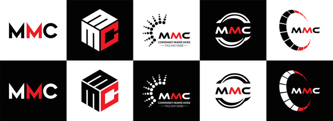 MMC logo. M M C design. White MMC letter. MMC, M M C letter logo design. Initial letter MMC linked circle uppercase monogram logo. M M C letter logo vector design. MMC letter logo design five style.