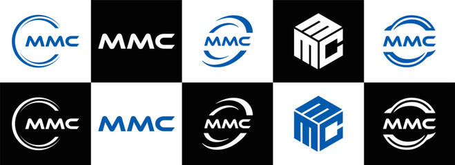 MMC logo. M M C design. White MMC letter. MMC, M M C letter logo design. Initial letter MMC linked circle uppercase monogram logo. M M C letter logo vector design. MMC letter logo design five style.