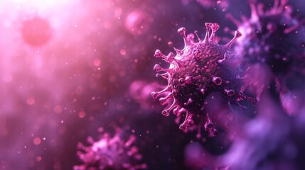 Purple Virus with Pink Bubbles Generative AI