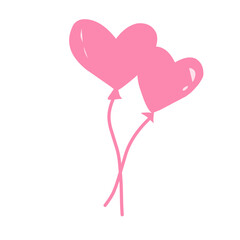 Pink festive balloons with classic shape and heart shape