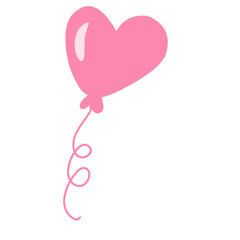 Pink festive balloons with classic shape and heart shape