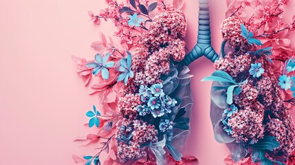 A colorful illustration of a human lung system Generative AI - obrazy, fototapety, plakaty