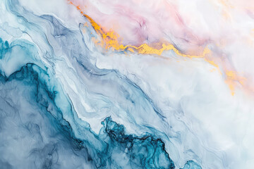 Obraz premium Pink, blue and purple marble and gold abstract background texture. Indigo ocean blue marbling with natural luxury style swirls of marble and gold