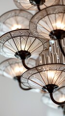 detail of 1920s art deco style chandeliere on a white background