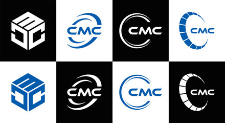 CMC logo. C M C design. White CMC letter. CMC, C M C letter logo design. Initial letter CMC linked circle uppercase monogram logo. C M C letter logo vector design. CMC letter logo design five style.