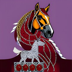 Fototapeta na wymiar horses and jewels. generative ai