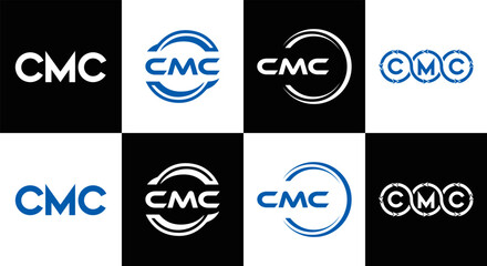 CMC logo. C M C design. White CMC letter. CMC, C M C letter logo design. Initial letter CMC linked circle uppercase monogram logo. C M C letter logo vector design. CMC letter logo design five style.