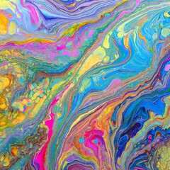 Liquid Chromatic Symphony: Intricate Marble-Like Paint in Vivid Hues