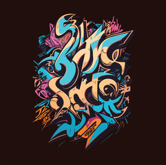 Vector illustration of graffity text effect for T-shirt design