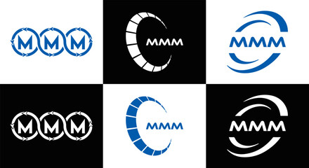 MMM logo. M M M design. White MMM letter. MMM, M M M letter logo design. Initial letter MMM linked circle uppercase monogram logo. M M M letter logo vector design. MMM letter logo design five style.