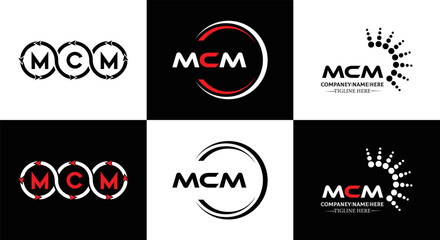 MCM logo. M C M design. White MCM letter. MCM, M C M letter logo design. Initial letter MCM linked circle uppercase monogram logo. M C M letter logo vector design. MCM letter logo design five style.