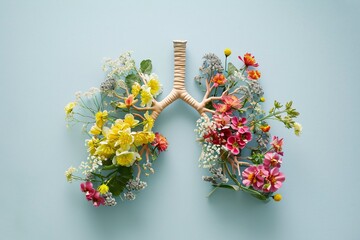 A colorful representation of the human lung system Generative AI