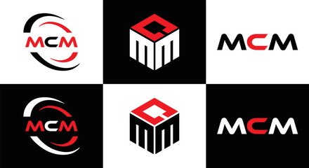 MCM logo. M C M design. White MCM letter. MCM, M C M letter logo design. Initial letter MCM linked circle uppercase monogram logo. M C M letter logo vector design. MCM letter logo design five style. - obrazy, fototapety, plakaty