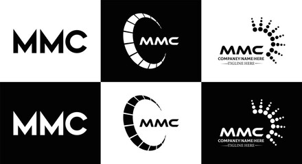 MMC logo. M M C design. White MMC letter. MMC, M M C letter logo design. Initial letter MMC linked circle uppercase monogram logo. M M C letter logo vector design. MMC letter logo design five style.