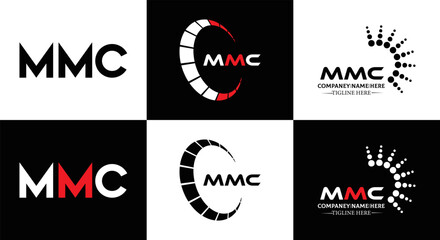 MMC logo. M M C design. White MMC letter. MMC, M M C letter logo design. Initial letter MMC linked circle uppercase monogram logo. M M C letter logo vector design. MMC letter logo design five style.