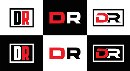 DR logo. D R design. White DR letter. DR, D R letter logo design. Initial letter DR linked circle uppercase monogram logo. D R letter logo vector design. DR letter logo design five style. - obrazy, fototapety, plakaty