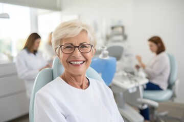 Fototapeta premium Portrait of a senior patient at the dentist