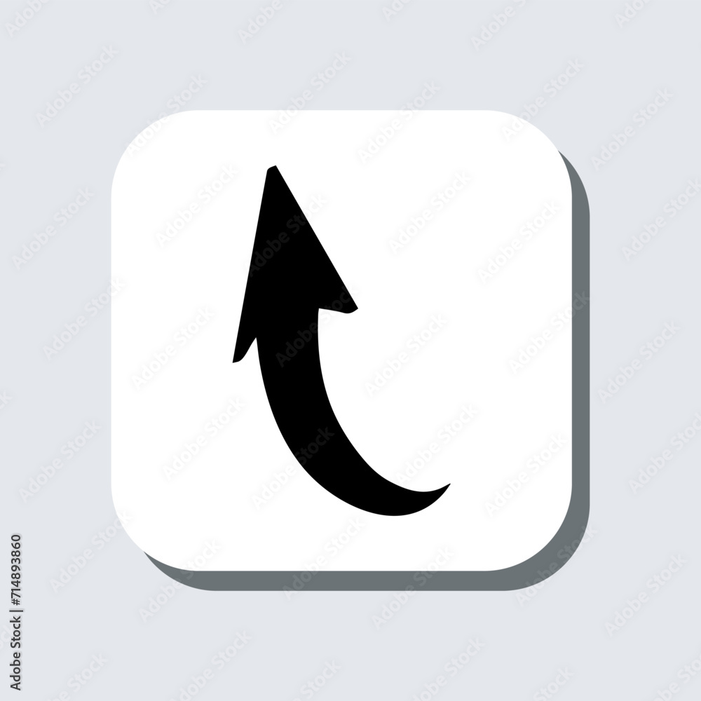 Poster curved arrow icon vector. arrow pointer sign symbol in trendy flat style. arrow up vector icon illus