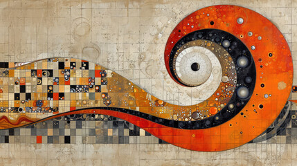 Artistic rendition of Yin and Yang in orange tones.