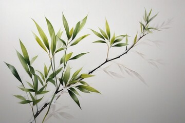 Shadowy Elegance Generative AI's Noir Botanical Bamboo Leaf Close-Up