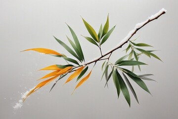 Shadowy Elegance Generative AI's Noir Botanical Bamboo Leaf Close-Up