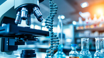Laboratory setting with scientists conducting research, emphasizing advancements in medical and biological sciences