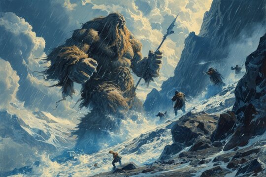 Majestic storm giants, wielding thunderbolts and commanding the forces of nature - Generative AI
